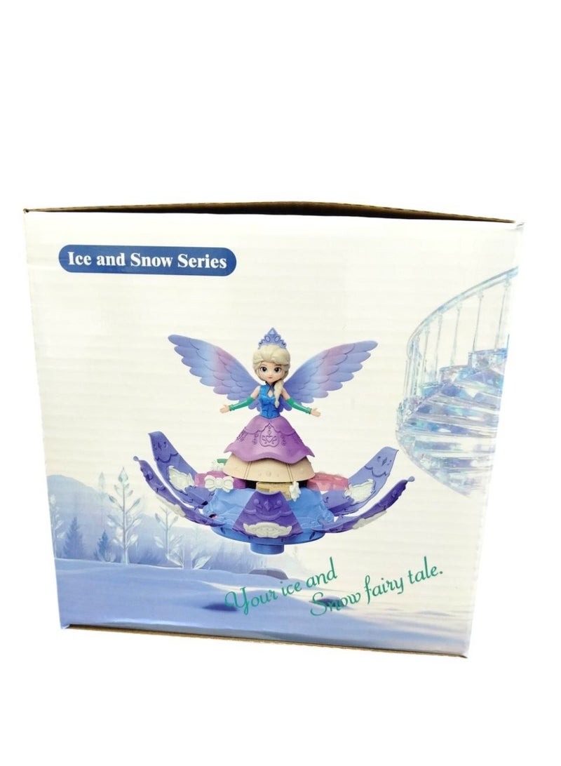 دمية أميرة الرقص بفانوس رمضان، بتصميم قلعة جليدية، فستان أزرق مع تاج بنفسجي، مناسبة للأطفال من عمر 18 شهرًا فما فوق. - Image 3